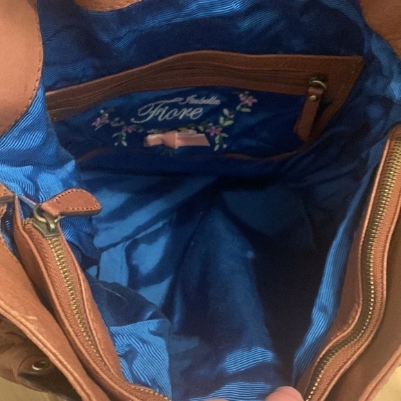 ISABELLA Fiore Brown Leather Embroidered Satchel Crossbody Shoulder Bag Purse - Picture 11 of 16